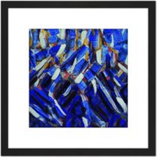 Rohlfs Abstraction Blue Mountain Painting 8X8 Inch Square Wooden Framed Wall Art Print Picture with Mount - Black - One Size