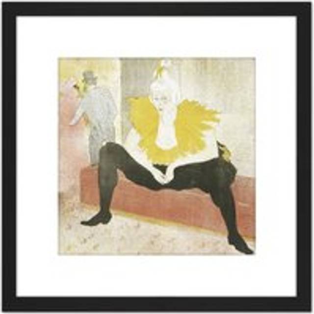 Toulouse-Lautrec Clowness Mademoiselle Cha-U-Ka-O Painting 8X8 Inch Square Wooden Framed Wall Art Print Picture with Mount - Black - One Size