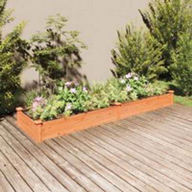 Garden Raised Bed with Liner Brown 240x60x25 cm Solid Wood Fir - One Size