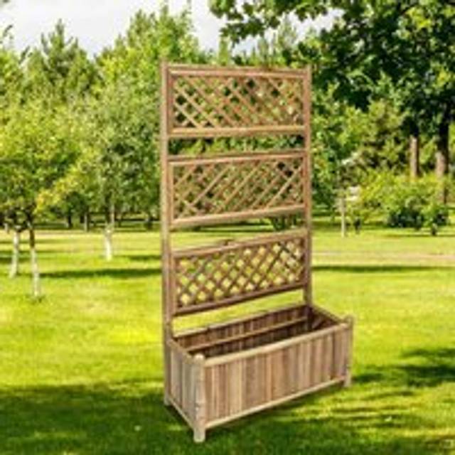 Garden Raised Bed with Trellis Bamboo 70 cm - Brown - One Size