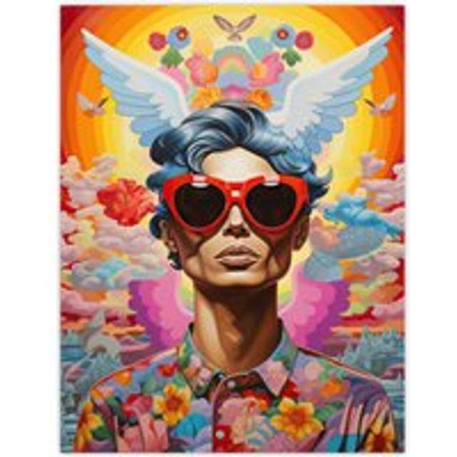 Multicoloured Magnificent Maximalist Modern Day Greek God Hermes Large Wall Unframed Art Poster Print Thick Paper 18X24 Inch - W18 inch x H24 inch