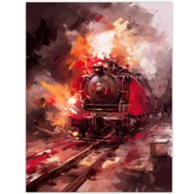 The Jacobite Steam Train Glenfinnan Viaduct Action Painting Railway Extra Large XL Wall Art Poster Print - Multi - W24 inch x H32 inch