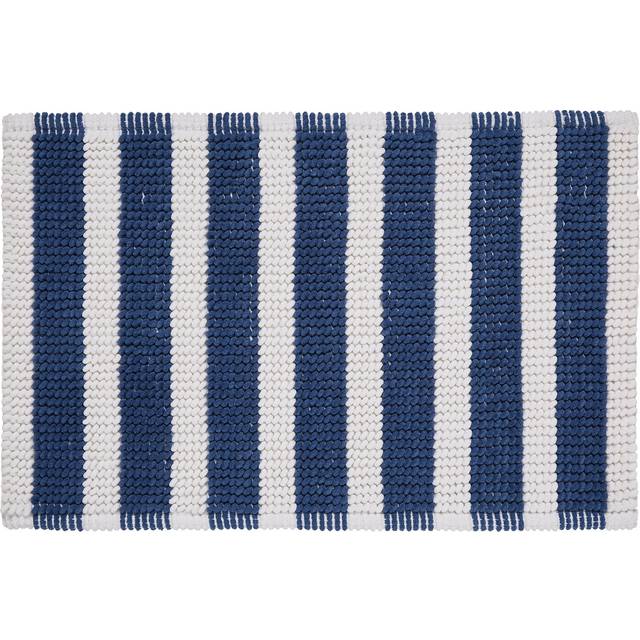 Nautical Bobble Stripe Navy Bath Mat