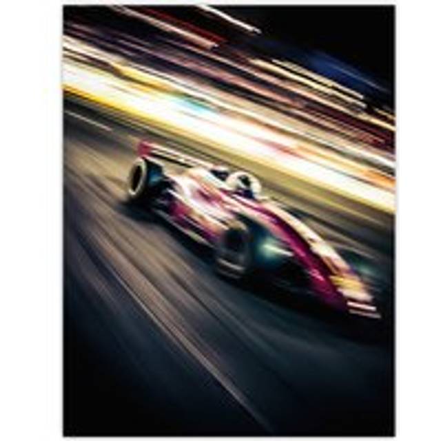 Wall Art Print Motorsport F1 F2 Speed Blur Photo Action Shot Racing Fan For Him Man Cave Poster - Multi - W24 inch x H32 inch