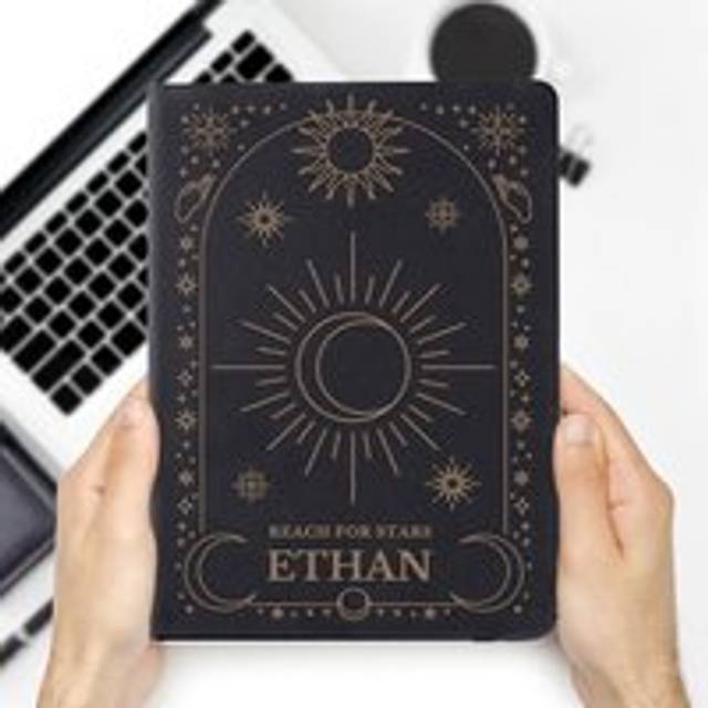 Personalised Celestial Black Hardback Notebook