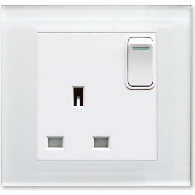 Crystal PG 13A Single Plug Socket With Switch Black - White
