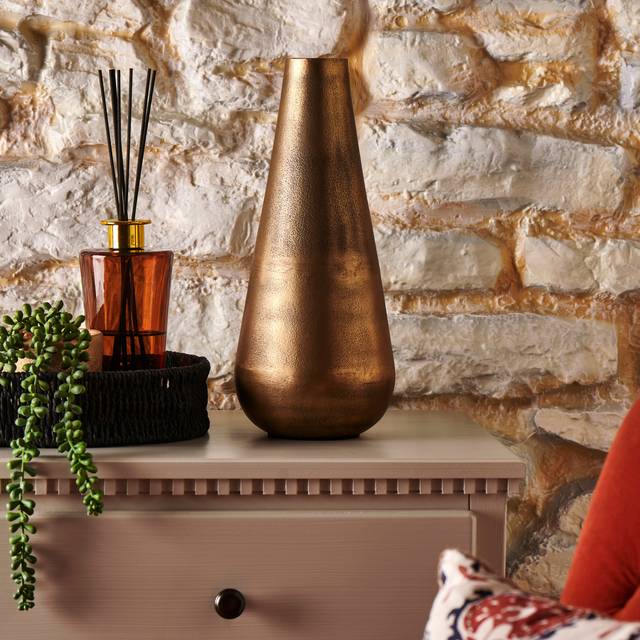 Luxe Traveller Bronze Metal Vase - Antique Gold