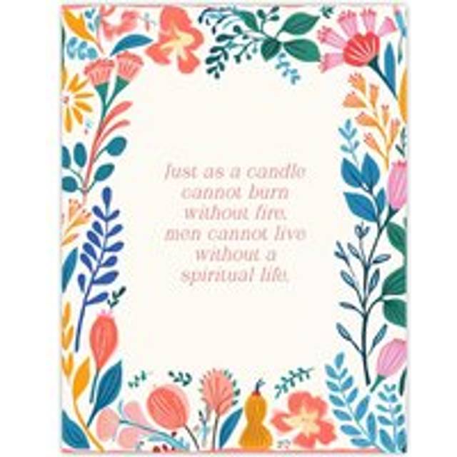 Wall Art Print Spiritual Life Buddhist Mindfulness Quote Floral Meditation Art Poster - Multi - W12 inch x H16 inch