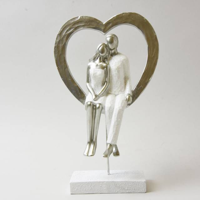 Couple in Heart Ornament - Silver