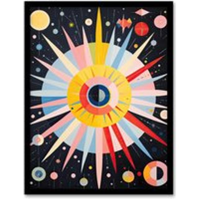 Wall Art Print Celestial Navigation Hilma af Klint Style Abstract Oil Painting Planetary Cartography Artwork Framed - Multi - W12 inch x H16 inch