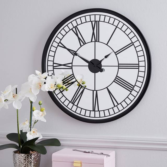 Mirrored Wall Clock - Black