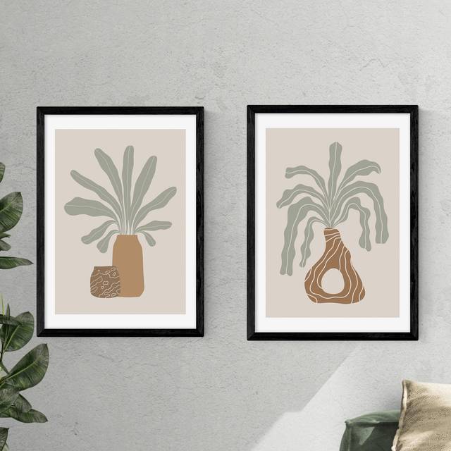 Set of 2 East End Prints Modern Vase Framed Prints - Natural