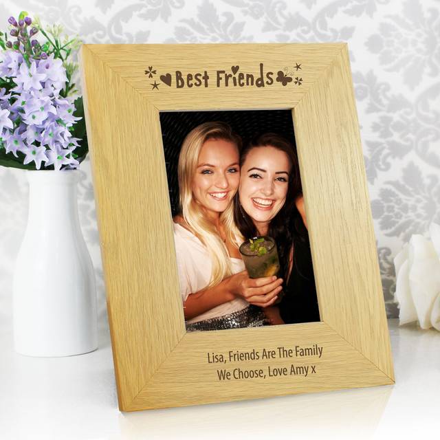 Personalised Oak Effect Best Friends Portrait Photo Frame - Natural