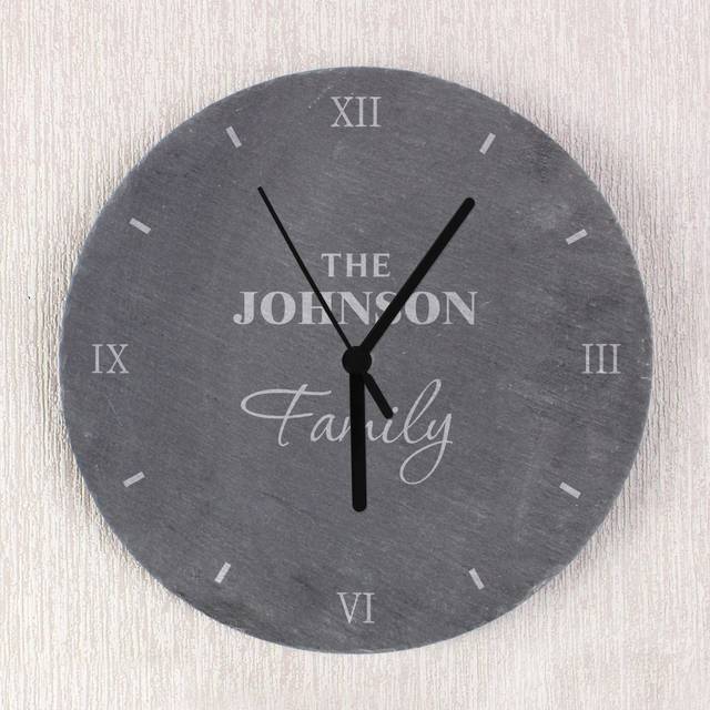 Personalised Family Slate Wall Clock - Grey