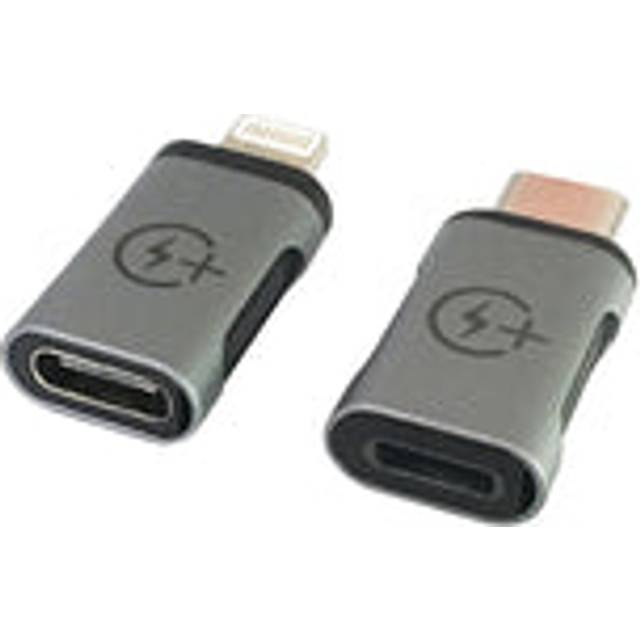 NÖRDIC 2 i 1 Adapter kit USB C ha till Lightning hona och Lightning ha till USB C ho (non-MFI) Aluminium Space Grey