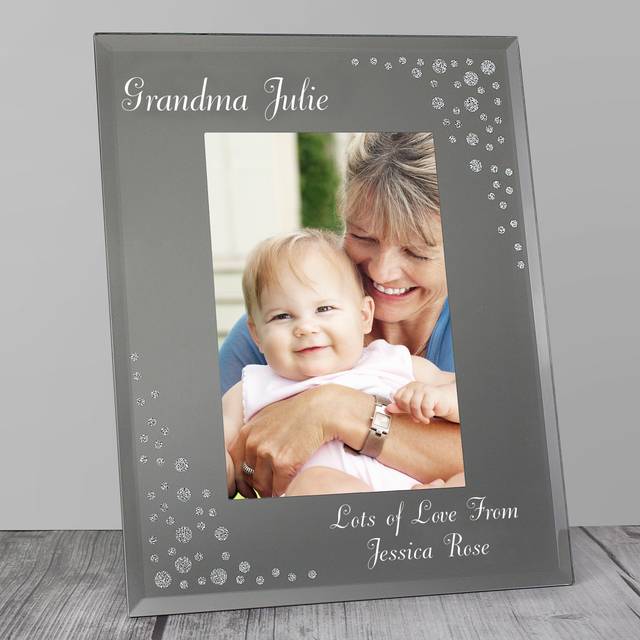 Personalised Classic Diamante Glass Portrait Photo Frame - Clear