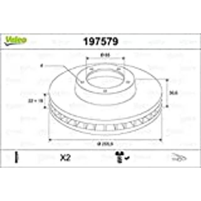 VALEO Bromsskiva 197579 framaxel 256 22 4 ventilerad VOLKSWAGEN: up! Hatchback, SKODA: Citigo Hatchback, SEAT: Mii
