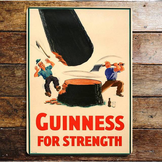 Guinness for Strenght Lumberjacks Metal Wall Décor - Black;Red;Beige (80cm H x 60cm W)