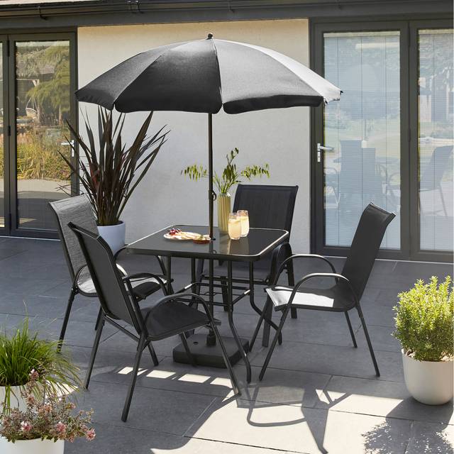4 Seater Garden Dining Set - Black