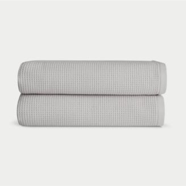 Cozy Earth Light Grey Waffle Bath Towels- Made from Cotton & Viscose from Bamboo  Plush  Absorbent  Soft