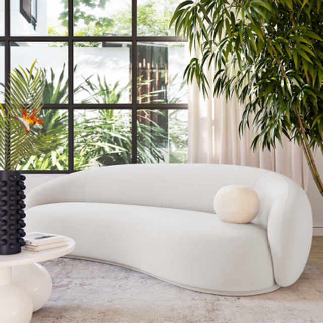 Kendall Sofa - Velvet - L111 x W227.8 x H72.1 cm - Cream