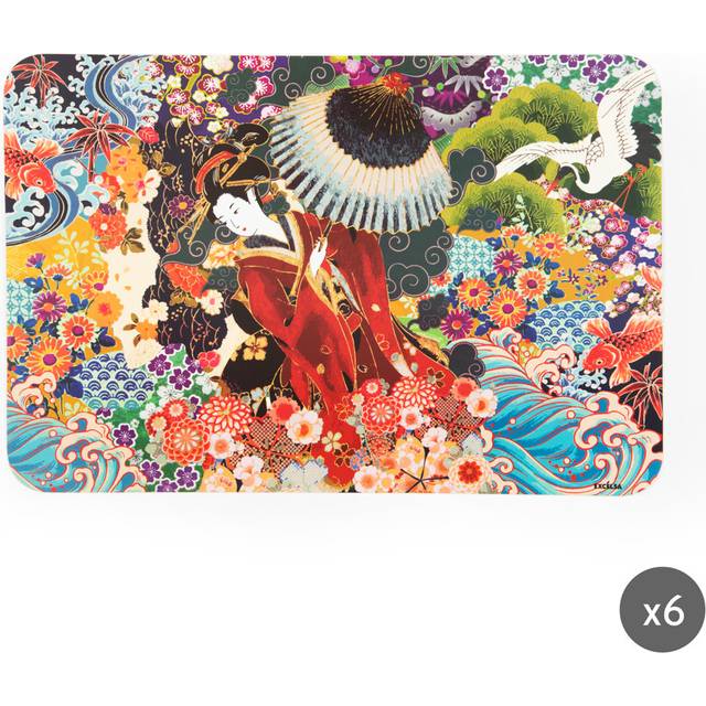 Excelsa Kimono Set Of 6 Placemats - Multicolor (28.5cm W X 43cm L)