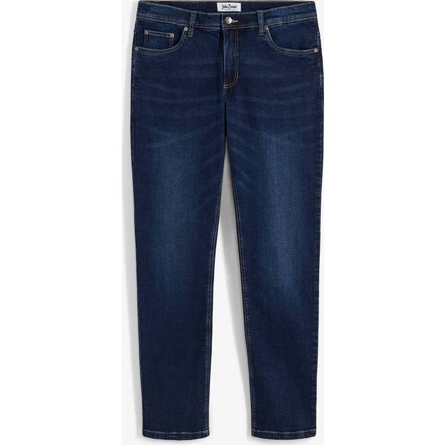 bonprix Slim Fit Straight Cargo Stretch Jeans - Blue Denim