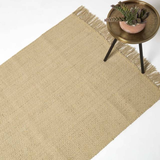 Homescapes Natural Jute Rug with Tassels, 160 x 230 cm