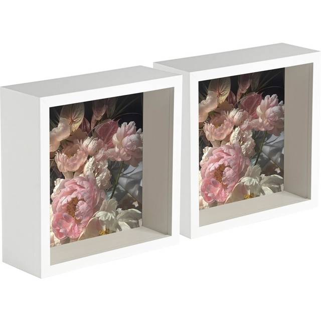 Nicola Spring - 3D Deep Box Photo Frames - White (16.5cm H x 16.5cm W x 6cm D)