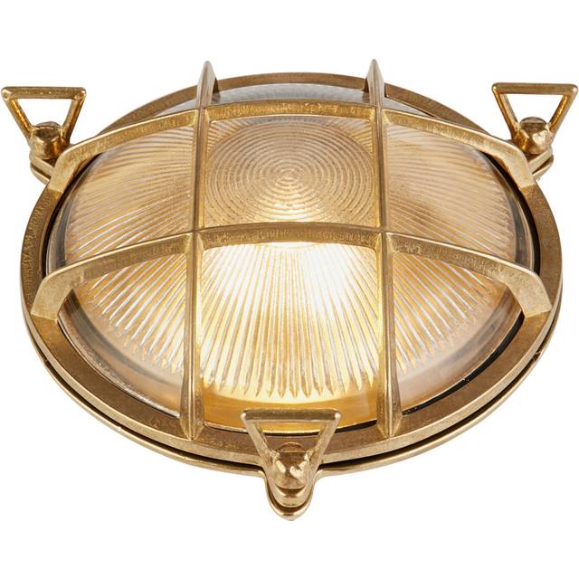 Searchlight - Bulkhead Oval Outdoor Light Solid Brass, Ribbed Glass