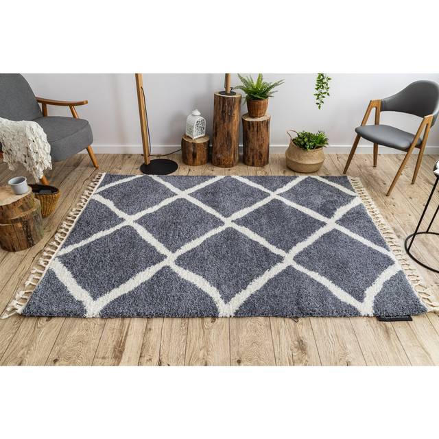 Carpet berber cross B5950 grey / white Fringe Berber Moroccan shaggy grey 120x170 cm