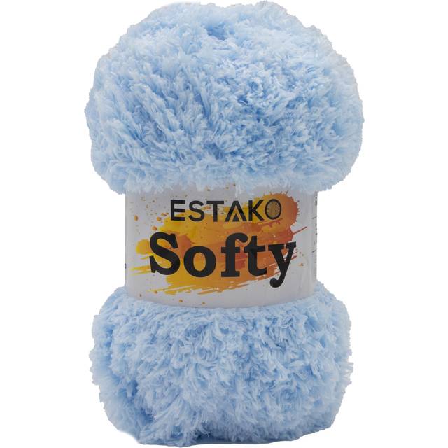 Estako Softy 100% Polyester Fluffy Soft Chunky Bulky Weight #5 Yarn for Crocheting and Knitting 3.52 oz (100 gr) 98 Yds (90 m) (9220 - Baby Blue)