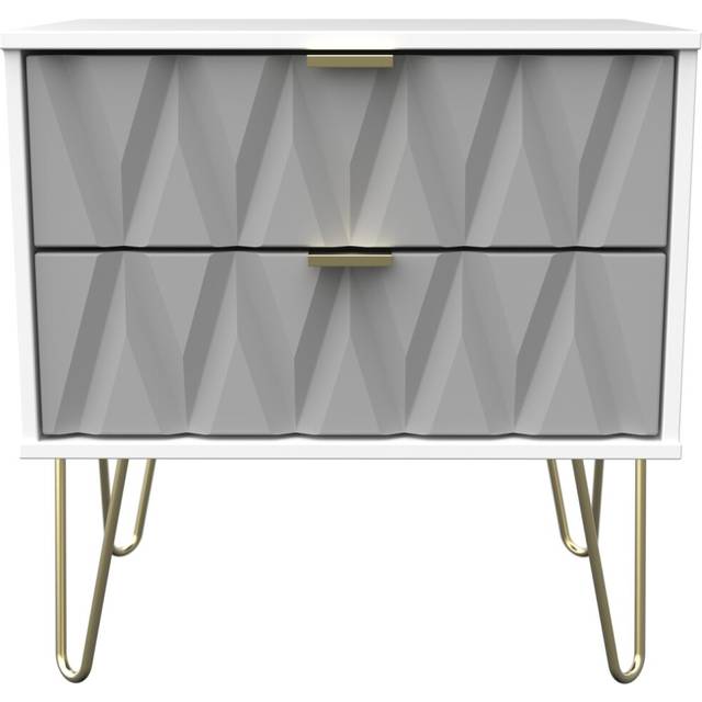 Fully Assembled Susannah 2 Drawer Bedside Table - White (57cm H X 57.5cm W X 23.5cm D)