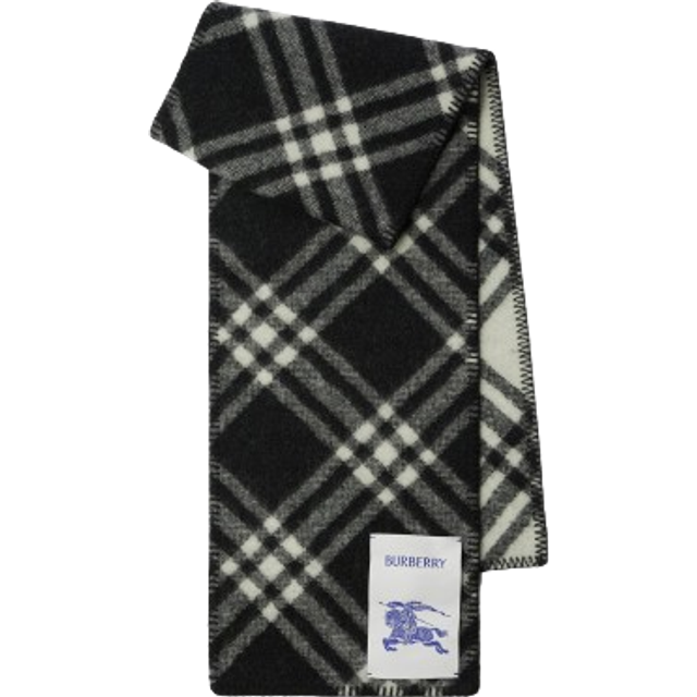 Burberry Check Wool Scarf - Black - One Size