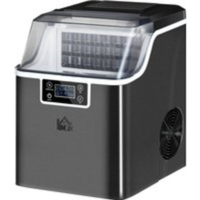 HOMCOM Ice Maker Machine Countertop, 20Kg in 24 Hrs, 24 Cubes Ready in 14-18Mins, Stainless Steel Ice Cube Maker, 3.2L w/ Adjustable Aosom UK