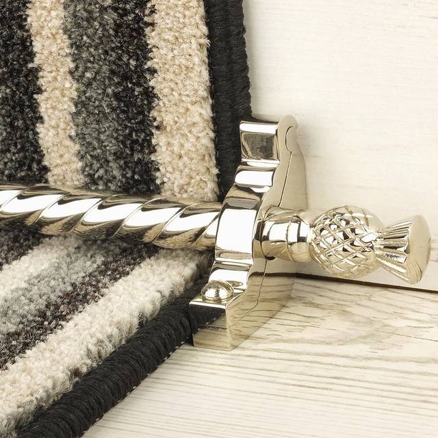 Country Polished Nickel Finish Arran Spiral Stair Carpet Runner Rods - Rod Length: 79cm (2ft 7in approx.) - Rod Diameter: 1/2&quot; (12mm) Rod Length: