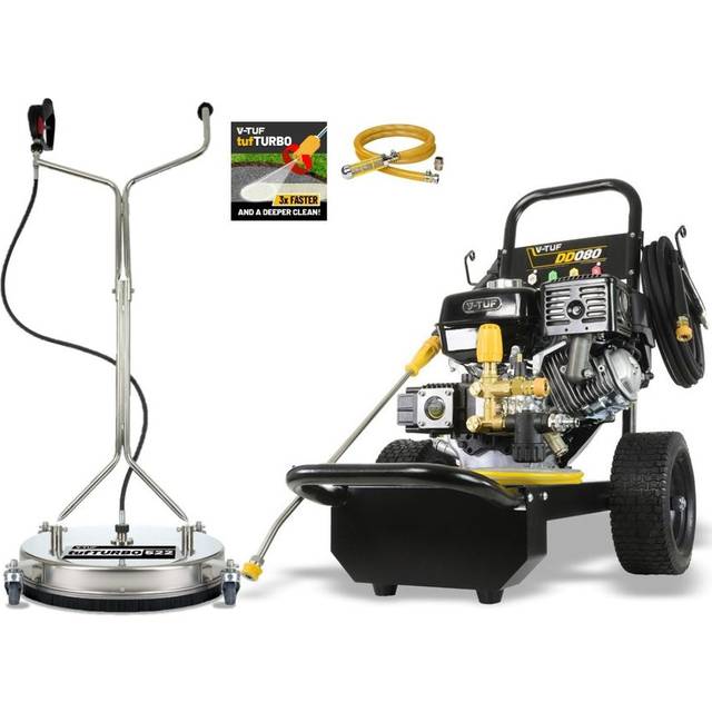 V-TUF V-TUF DD080-KIT1 2900psi, 200Bar, 15L/min Industrial 9HP Honda Driven Petrol Pressure Washer & 21" TufTURBO Stainless Steel Surface Cleaner