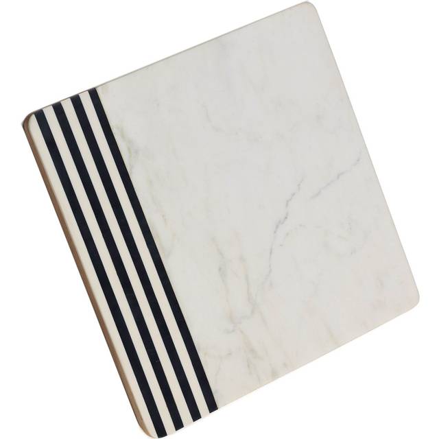 13In Square Marine Marble And Wood Cheese Board