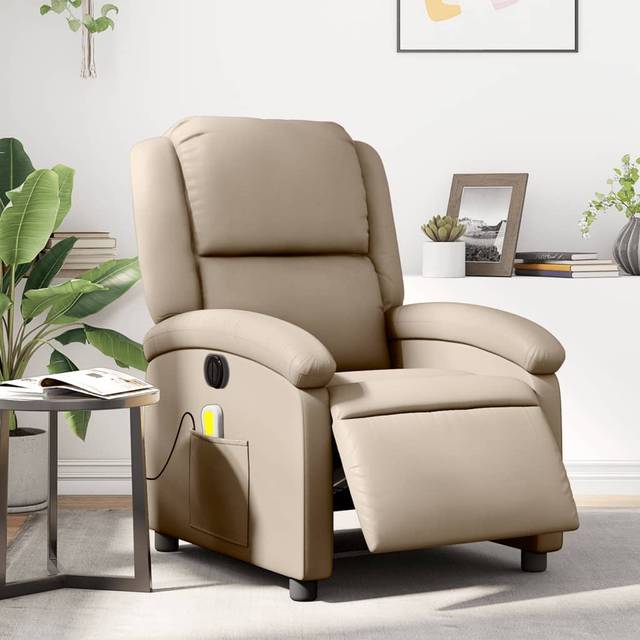 Elektrisk massagefåtölj cappuccino konstläder