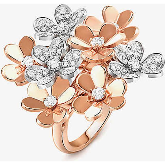 Van Cleef & Arpels Womens Pink and White Gold Frivole 18ct Rose-gold, Rhodium-plated White-gold 0.93ct Diamond Ring N.5 - Pink and white gold