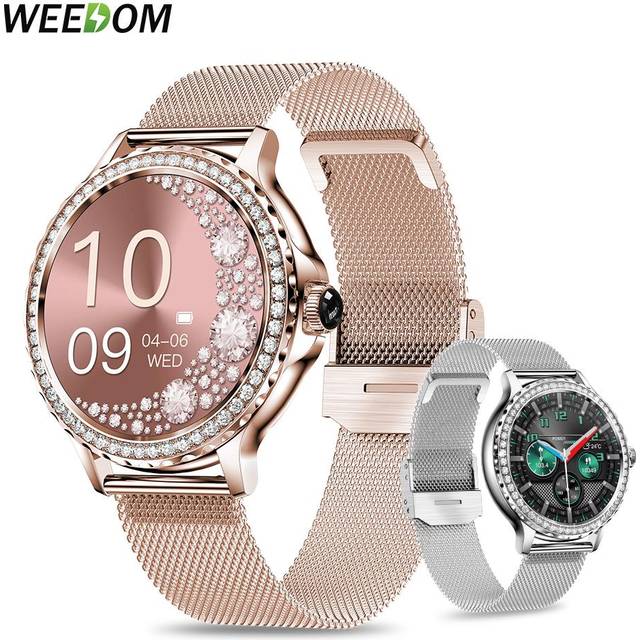 MEVADEN NEW Fashion Smart Watch For Lady Bluetooth Call 100+Sports Mode Waterproof Fitness Woman Smartwatch DIY Custom Dials +Box gold