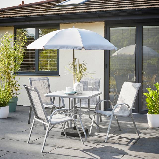 4 Seater Garden Dining Set - Grey