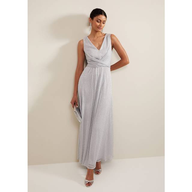 Phase Eight Collection 8 Artemis Shimmer Maxi Dress, Silver