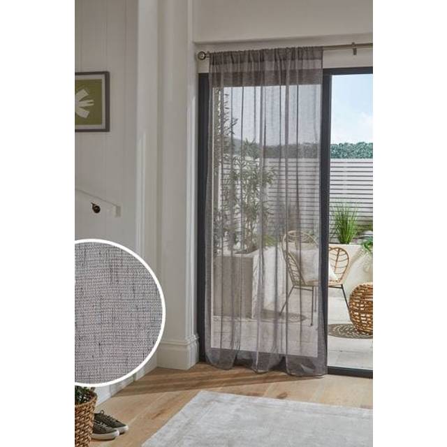 Next Linen Look Voile Slot Top Sheer Panel Curtain