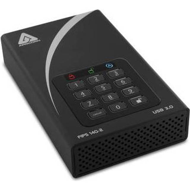 Apricorn 10 TB Aegis hänglås skrivbord FIPS 256-bitars hårdvara krypterad USB 3 hårddisk – svart 4TB Svart