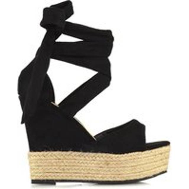 Womens lace up wedge sandals ladies high heel platform strappy peeptoe shoes 3-8