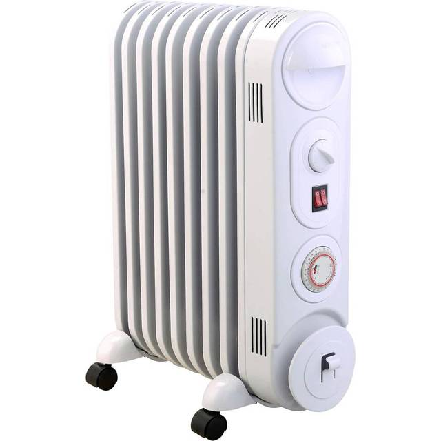 Mylek oil filled radiator electric heater thermostat free standing 24 hour timer