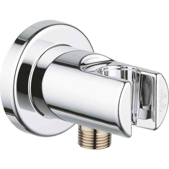 Grohe Relexa Plus Outlet Elbow, Chrome w/ Wall Shower Holder, Silver