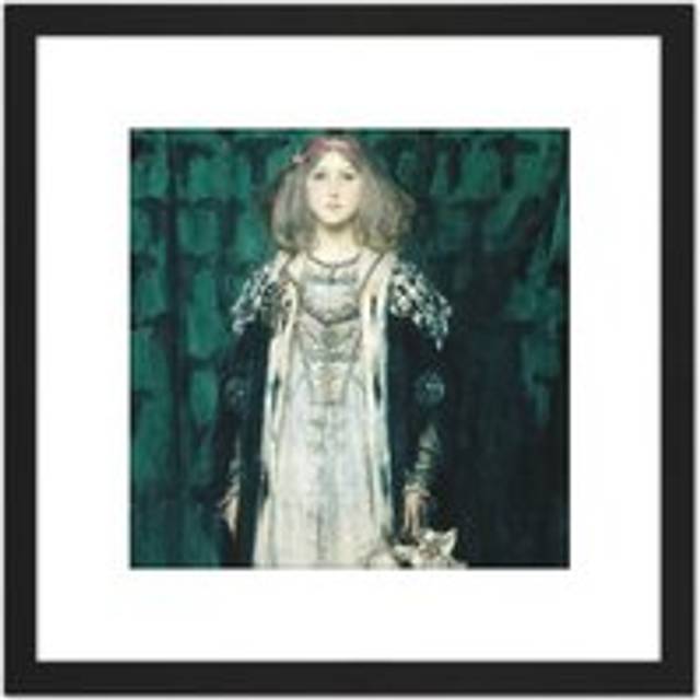 Shannon Portrait Magnolia Artist's Daughter Painting 8X8 Inch Square Wooden Framed Wall Art Print Picture with Mount - Black - One Size