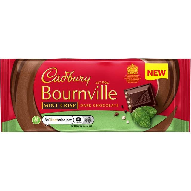 Cadbury Bournville Mint Crisp Dark Chocolate Bar 100g